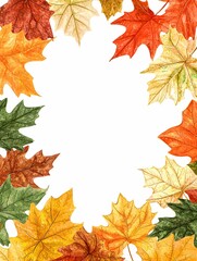 Fototapeta premium Thanksgiving leaf frame template perfect for holiday invitations and autumn-themed decorations.