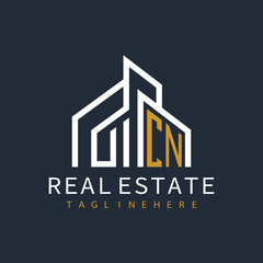 Fototapeta premium initial monogram logo for real estate with building shape creative design 