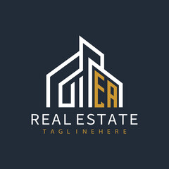 Fototapeta premium initial monogram logo for real estate with building shape creative design 