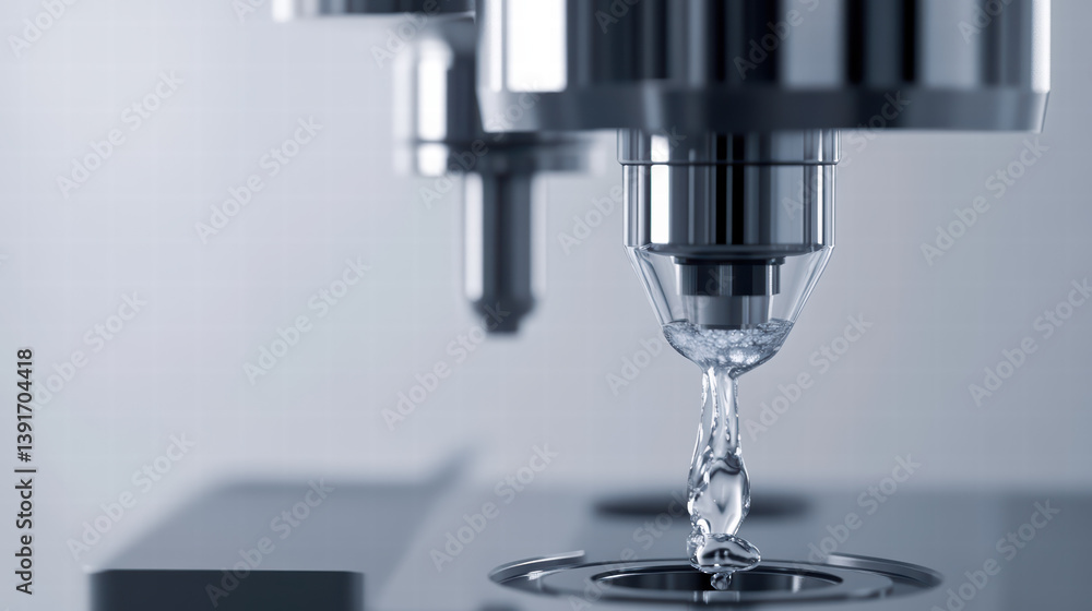 Poster precision engineering: a close-up shot showcases the intricate details of a machine, with a focus on