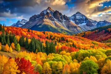 Obraz premium Autumn Mountain Landscape with Colorful Foliage