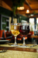 Interesting cool drinks in glasses