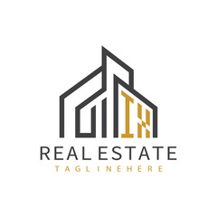 Fototapeta premium initial monogram logo for real estate with building shape creative design 
