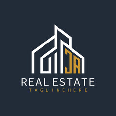 Fototapeta premium initial monogram logo for real estate with building shape creative design 
