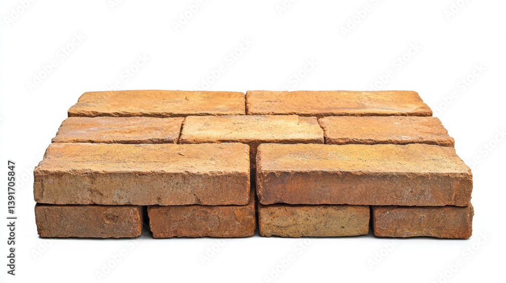 Poster a visual representation of raw, weathered bricks, precisely stacked to create a strong foundation. t