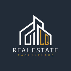 initial monogram logo for real estate with building shape creative design	
