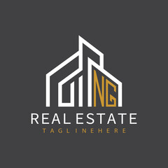 Fototapeta premium initial monogram logo for real estate with building shape creative design 