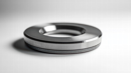 Precision and Design: A striking macro view of a meticulously crafted metallic ring, its smooth surfaces gleaming with industrial elegance. The image captures the essence of meticulous design.