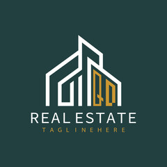 Fototapeta premium initial monogram logo for real estate with building shape creative design 