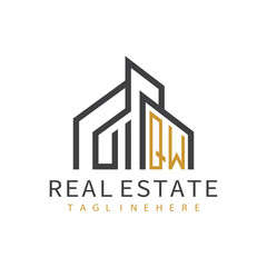Fototapeta premium initial monogram logo for real estate with building shape creative design 