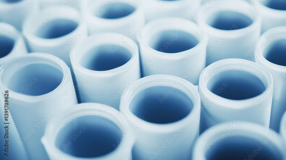 Poster abstract arrangement of tubes: an intriguing, close-up view of an organized array of pristine, cylin