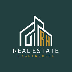 Fototapeta premium initial monogram logo for real estate with building shape creative design 