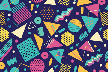 Obraz premium Memphis geometric seamless pattern. Multicolor abstract background
