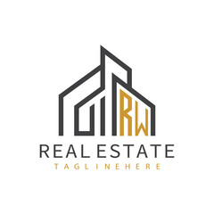Fototapeta premium initial monogram logo for real estate with building shape creative design 