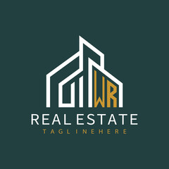 initial monogram logo for real estate with building shape creative design