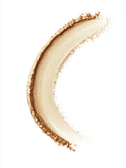 A curved line of gold eyeshadow powder drawn on a white background, AI generated
