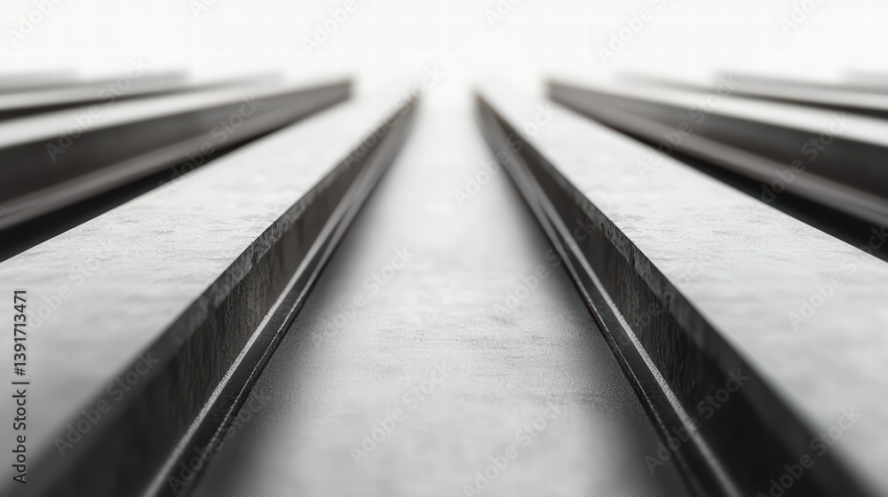 Poster parallel lines: a captivating perspective of sleek, parallel lines converge towards the horizon, inv