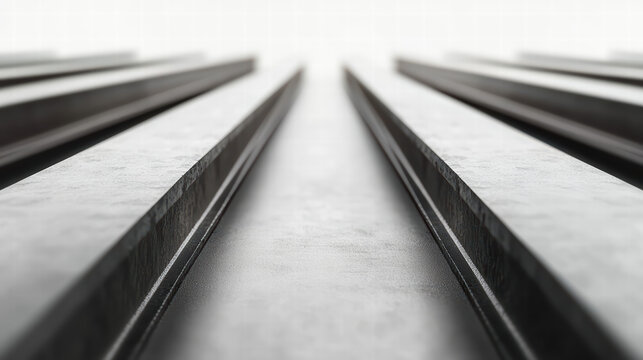 Parallel Lines: A captivating perspective of sleek, parallel lines converge towards the horizon, inviting the eye to explore the intricate details and textures of the subject.