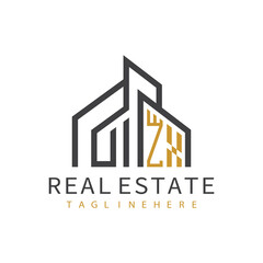 Fototapeta premium initial monogram logo for real estate with building shape creative design