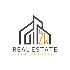 Fototapeta premium initial monogram logo for real estate with building shape creative design