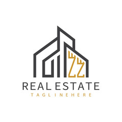 initial monogram logo for real estate with building shape creative design
