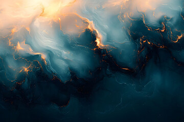Abstract Fluid Art in Blue and Orange Tones for Modern Decor and Design