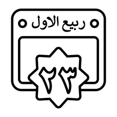 23 Rabi' al-Awwal Outline Style Icon