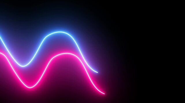 Blue and Pink . two sine waves, neon wave lines. cyberspace. background animation