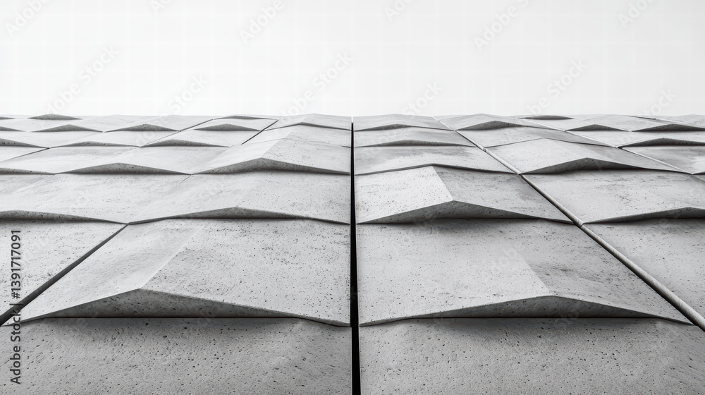Poster geometric concrete wall texture: abstract close-up of a modern concrete wall with a geometric, three