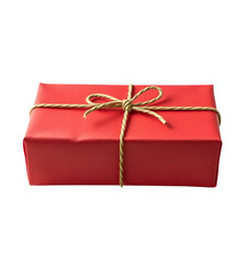 Parcel wrapped in red paper and isolated on white