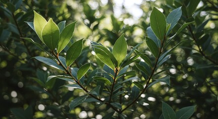 Fresh Green Tea Leaves Closeup