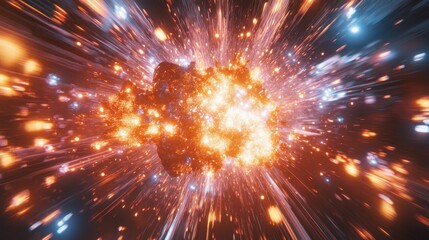 Energetic particle collisions in hyperrealistic cinematic setting