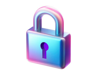 padlock with holographic effect on transparent background