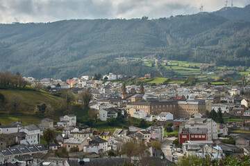 Naklejka premium Mondoñedo, Galicia, Spain, a comprehensive view from the heights of Pazo de San Isidro