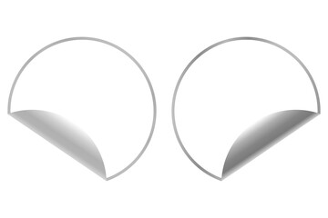 Set of transparent stickers with a curved corner on the different sides. Png illustration. Transparent stickers with realistic reflections. 