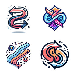 Obraz premium Colorful abstract direction arrows and loops in dynamic design 