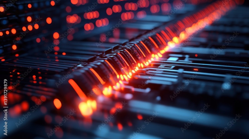 Poster high-tech circuit board with glowing lines