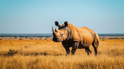 White Rhinoceros in African Savanna (2)
