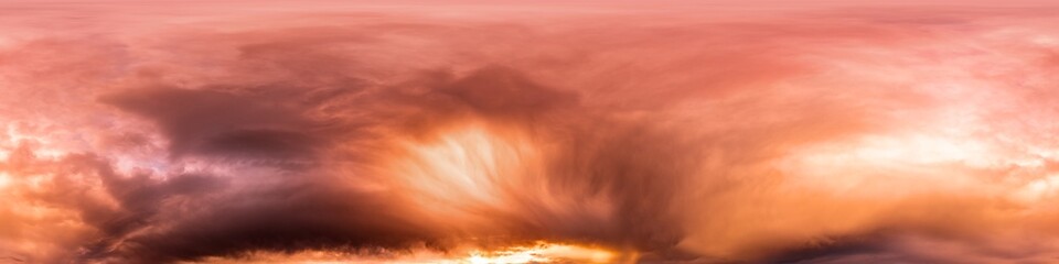 Dark moody rain clouds in dramatic overcast sky. Seamless 360 HDR spherical panorama. Full zenith or sky dome in 3D environment, sky replacement for aerial drone panoramas. Climate and weather change.