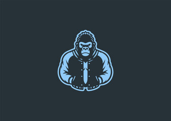 Gorilla in bomber jacket logo with street style