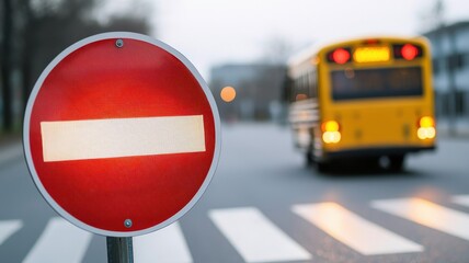 Urban traffic law image featuring a speeding violation near a school bus in an urban setting.