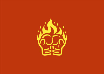 Flaming boxing glove logo with fiery impact