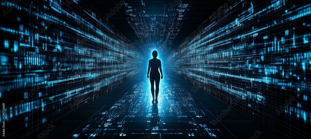 Poster digital being in cyberspace a journey through virtual reality and artificial intelligence