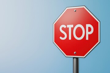 3D rendering of a stop sign emphasizing traffic law education in a modern visual format.