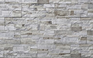 Stoneware paneling wall with stone effect. Colors are shades of gray and brown. Background and texture.