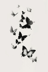 Elegant Minimalist Flying Butterflies &ndash; Soft Monochrome Illustration with Timeless Aesthetic