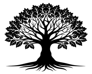 Obraz premium Tree of Life Silhouette Vector & Sacred Symbol SVG