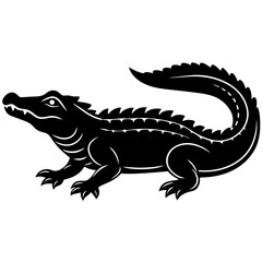 Alligator Silhouette Line Art Vector Illustration