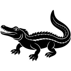 Alligator Silhouette Line Art Vector Illustration