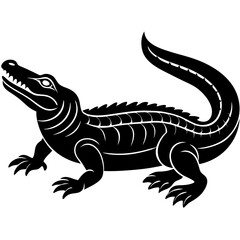 Alligator Silhouette Line Art Vector Illustration